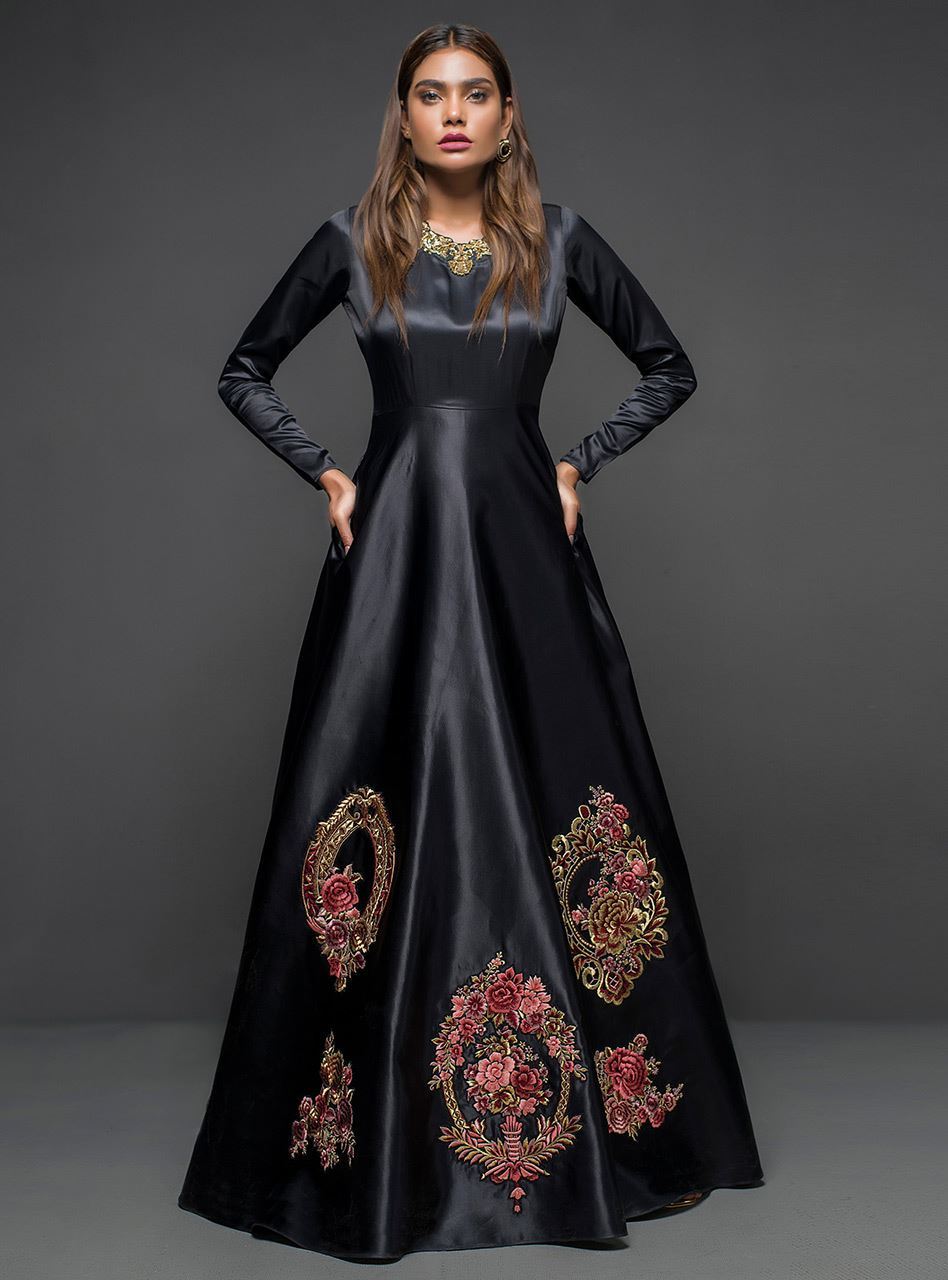 Zainab Chottani | Semi Formals | BLACK GOWN - D 04 -  Zainab Chottani Formal - Original Designer Dress - House of Maryam