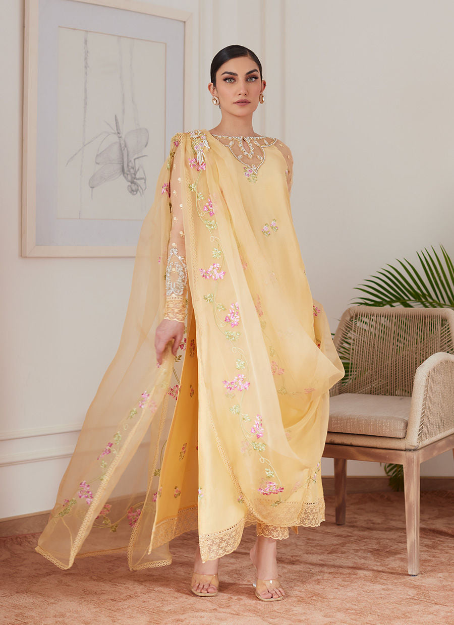 Farah Talib Aziz | Luna Eid Collection 24 | CYRILLA PALE YELLOW -  Farah Talib Aziz Luxury - Original Designer Dress - House of Maryam