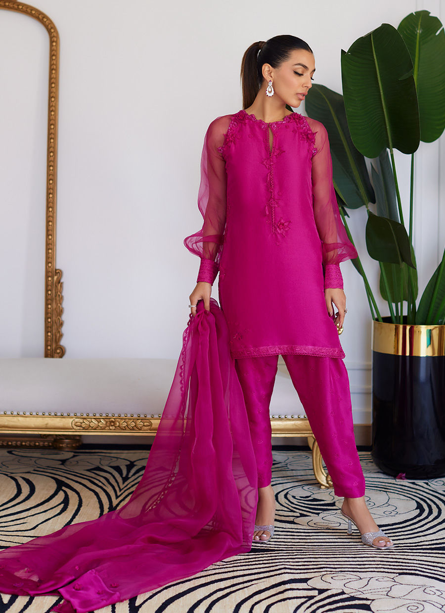 Farah Talib Aziz | Luna Eid Collection 24 | ELIO HOT PINK -  Farah Talib Aziz Luxury - Original Designer Dress - House of Maryam