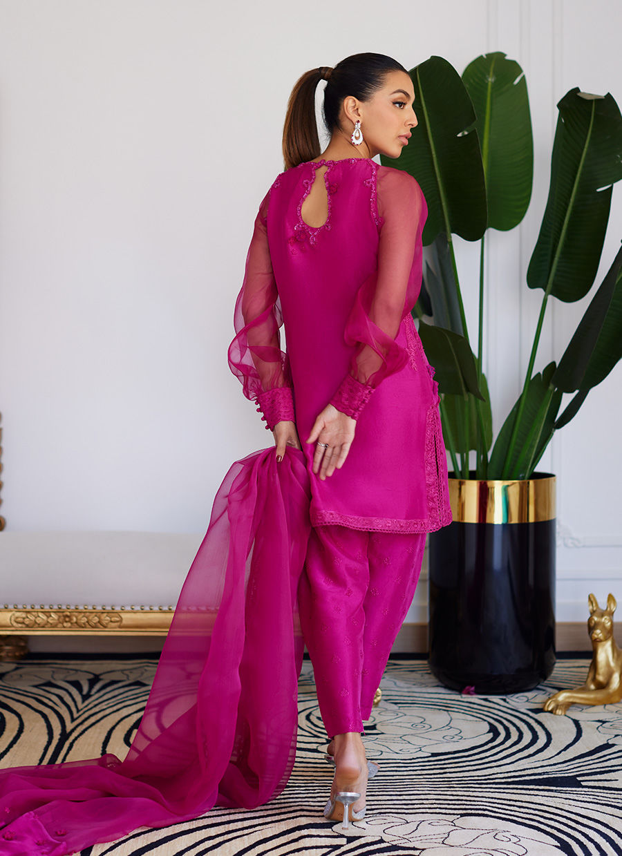 Farah Talib Aziz | Luna Eid Collection 24 | ELIO HOT PINK -  Farah Talib Aziz Luxury - Original Designer Dress - House of Maryam