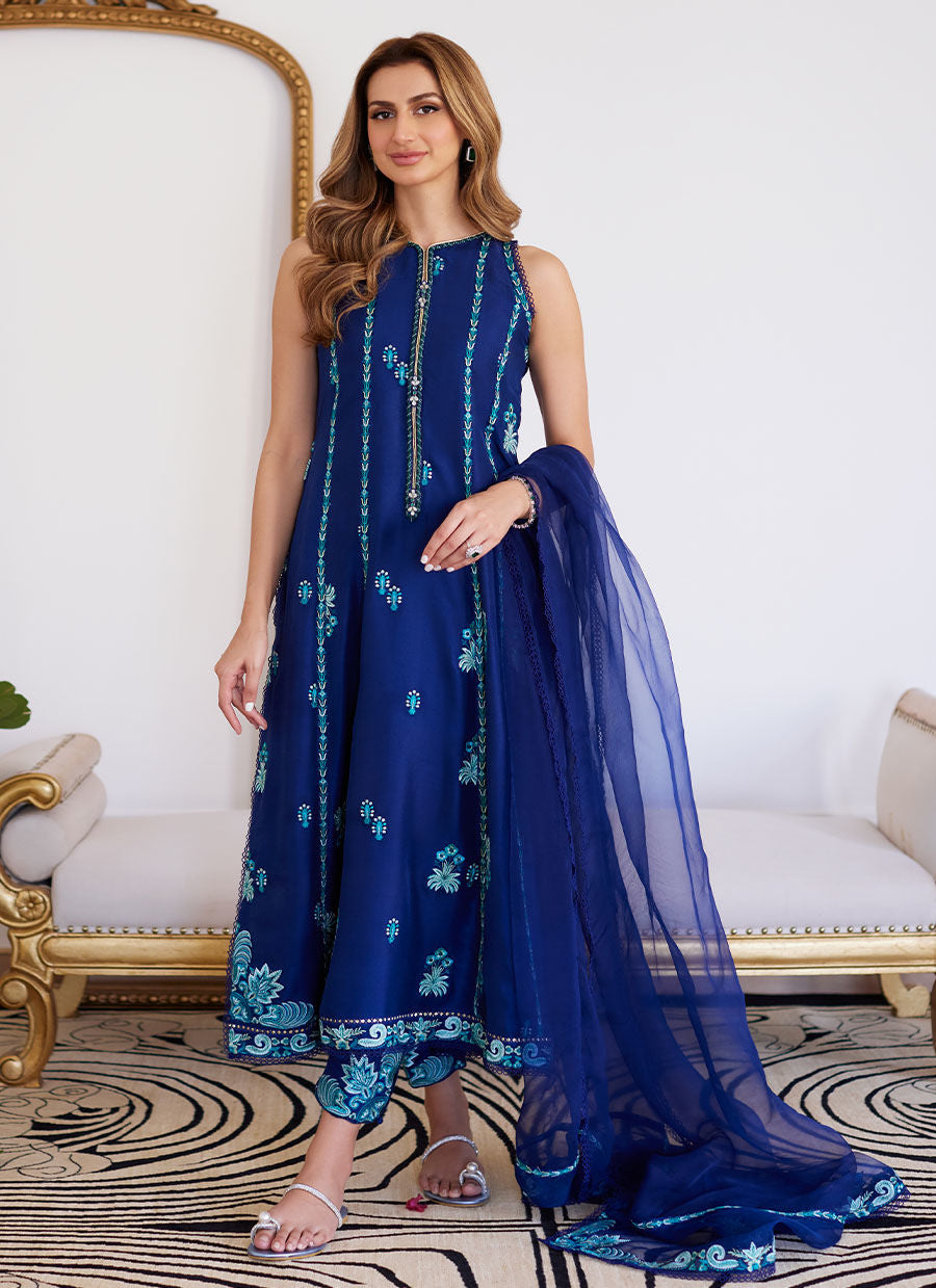 Farah Talib Aziz | Luna Eid Collection 24 | ELSYEE ROYAL BLUE -  Farah Talib Aziz Luxury - Original Designer Dress - House of Maryam