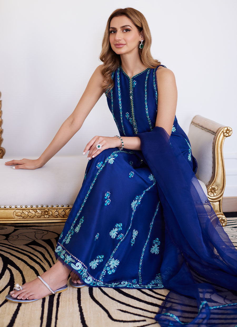 Farah Talib Aziz | Luna Eid Collection 24 | ELSYEE ROYAL BLUE -  Farah Talib Aziz Luxury - Original Designer Dress - House of Maryam