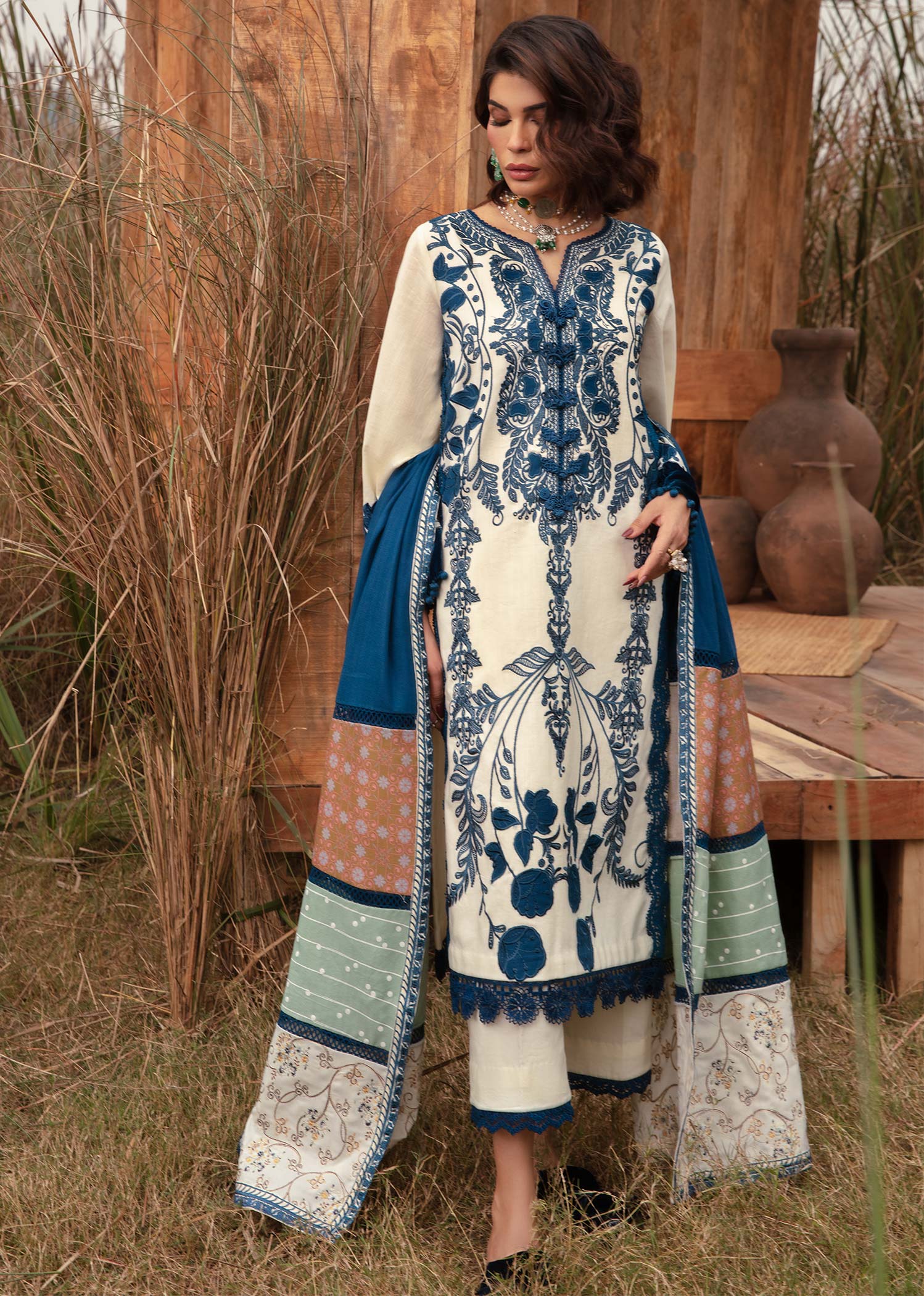 Saira Shakira | Raya Winter Stitched 23 | Pearl -  Saira Shakira Luxury - Original Designer Dress - House of Maryam