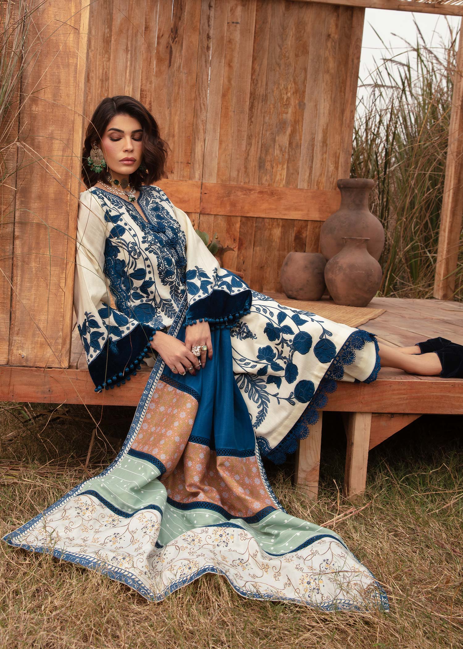 Saira Shakira | Raya Winter Stitched 23 | Pearl -  Saira Shakira Luxury - Original Designer Dress - House of Maryam