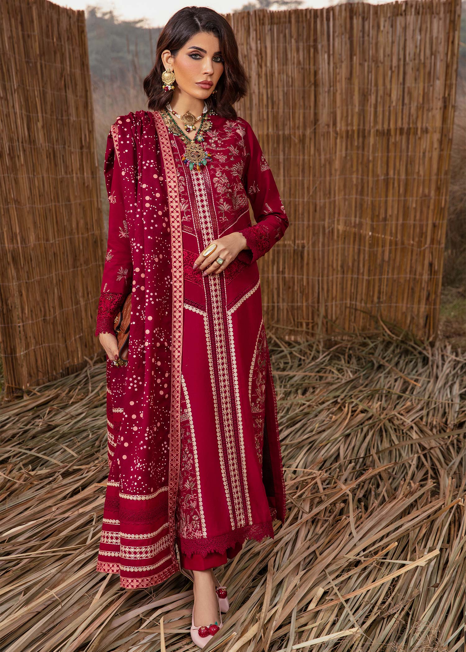 Saira Shakira | Raya Winter Stitched 23 | Ruby -  Saira Shakira Luxury - Original Designer Dress - House of Maryam