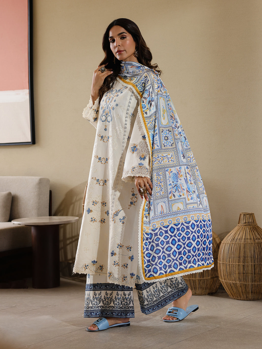 Faiza Faisal | Marine Luxury Lawn 25 | MIRHA -  Faiza Faisal Ladies Clothes - Original Designer Dress - House of Maryam