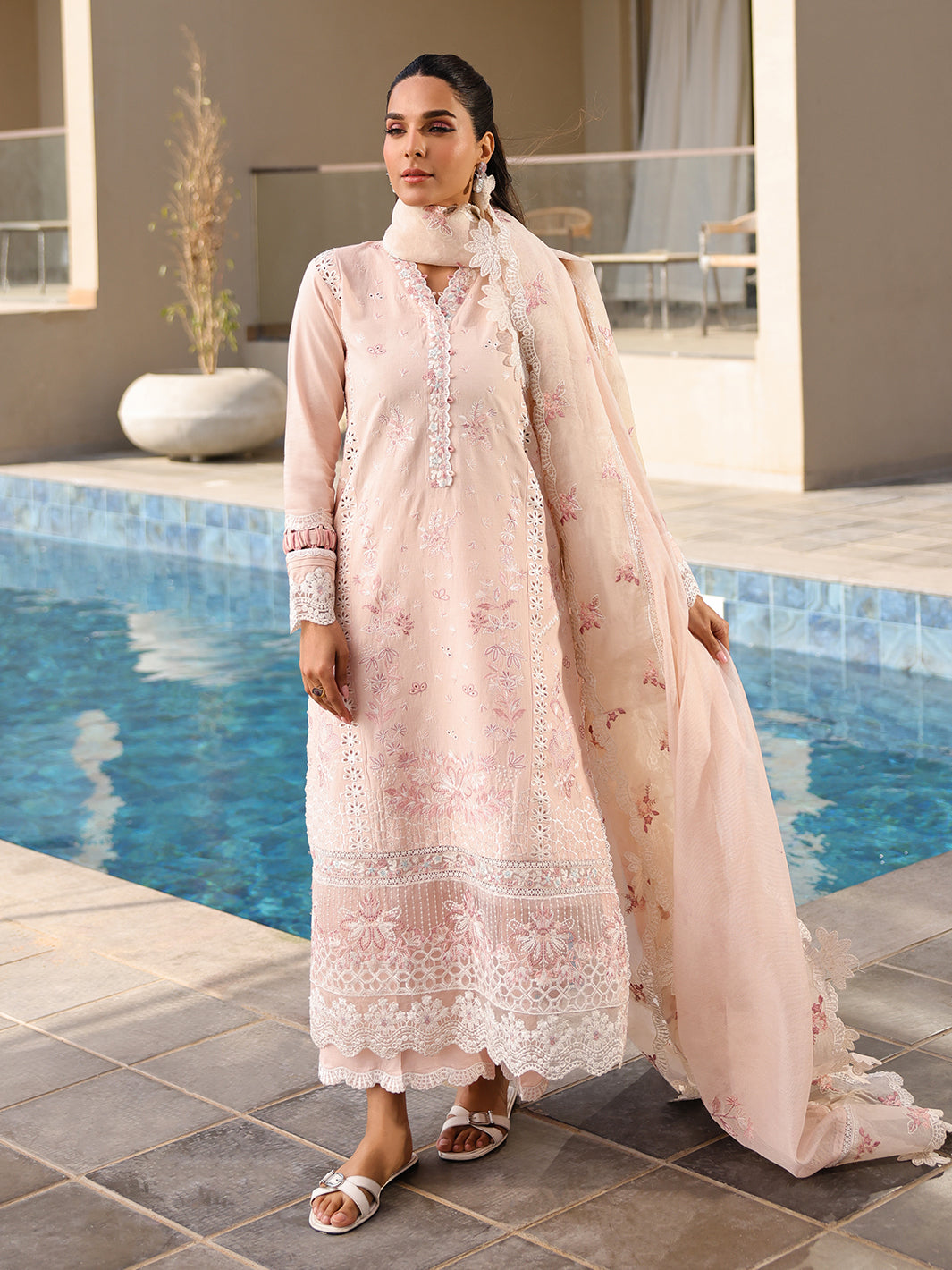 Faiza Faisal | Marine Luxury Lawn 25 | MARIA -  Faiza Faisal Ladies Clothes - Original Designer Dress - House of Maryam