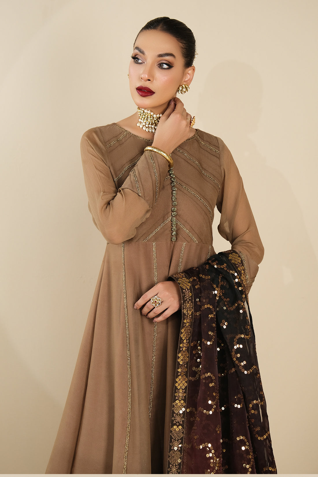 Alizeh | Formals Collection | Rose Beige Dress 3 piece - RTW1017 -  Alizeh Formal - Original Designer Dress - House of Maryam