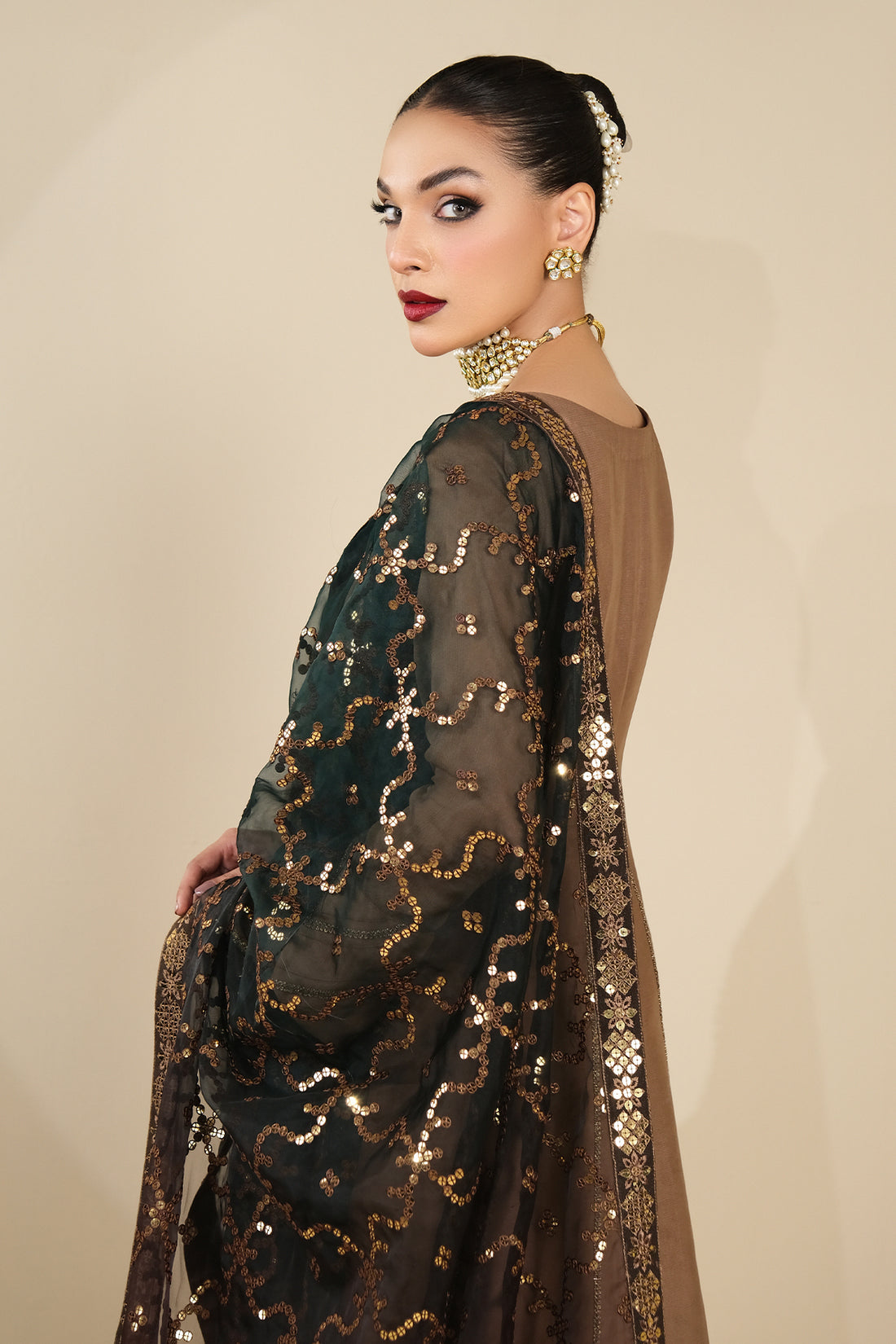 Alizeh | Formals Collection | Rose Beige Dress 3 piece - RTW1017 -  Alizeh Formal - Original Designer Dress - House of Maryam