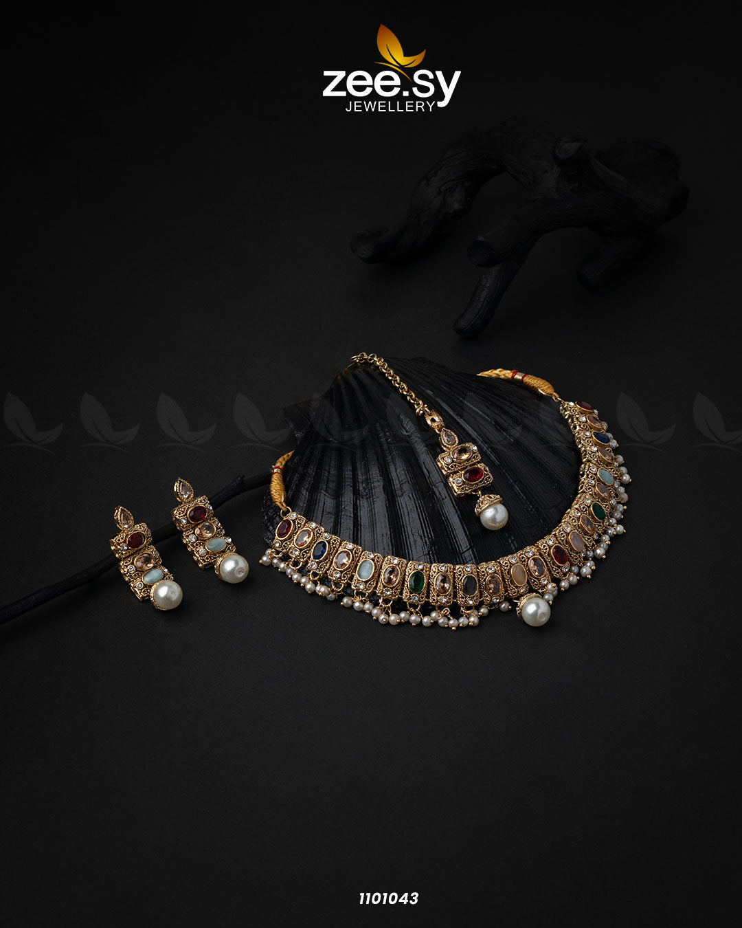 Gems Necklace-0518 -  Zeesy Necklace Sets - Original Designer Dress - House of Maryam