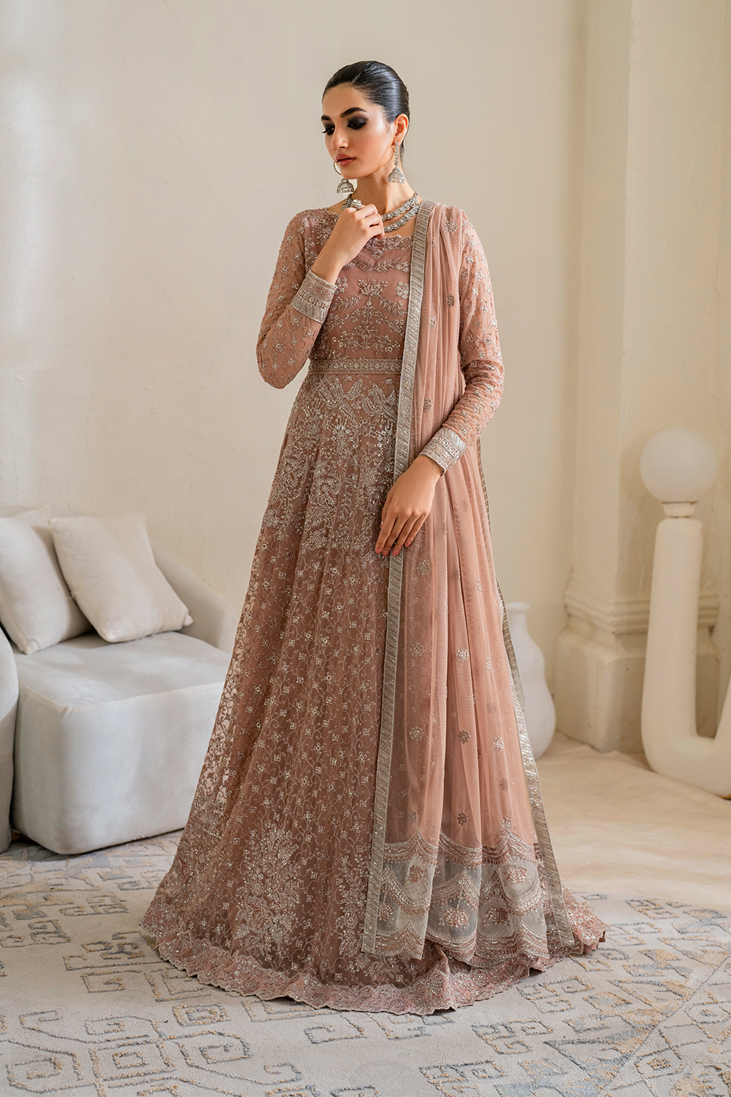 Iznik | Chinnon Chiffon | CC-43 Embroidered Net -  Iznik Formal - Original Designer Dress - House of Maryam