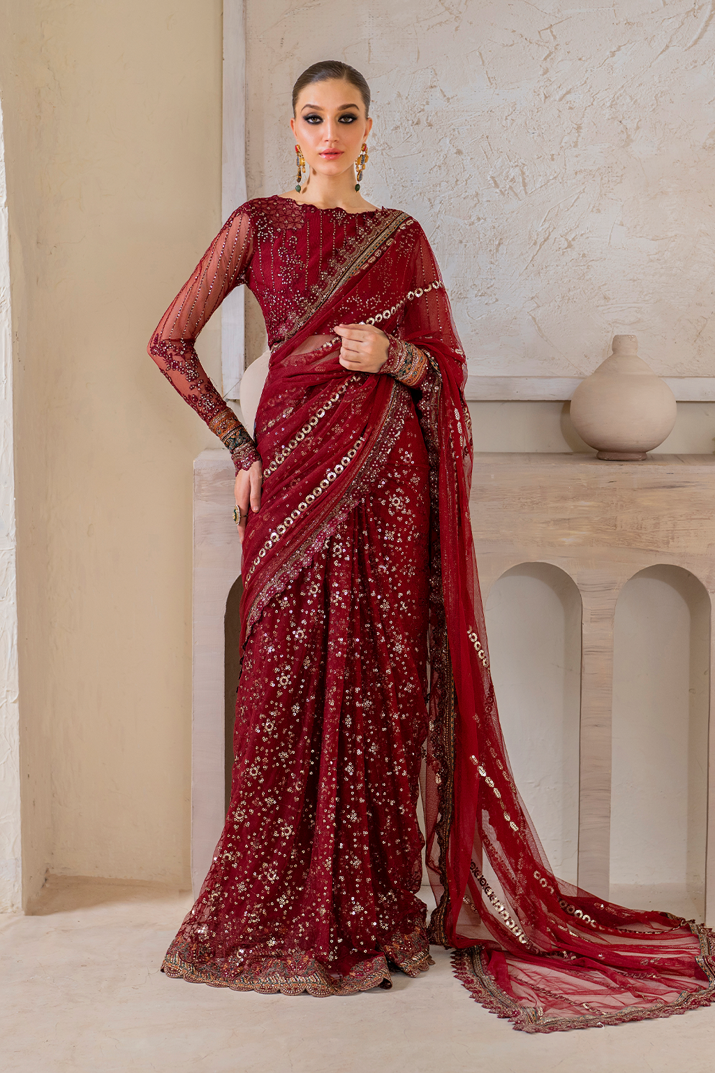 Iznik | Chinnon Chiffon | CC-49 Embroidered Net -  Iznik Formal - Original Designer Dress - House of Maryam