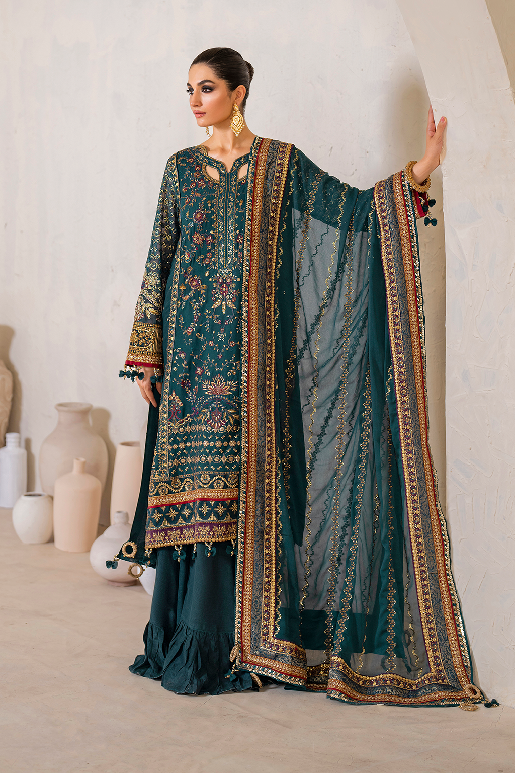 Iznik | Chinnon Chiffon | CC-46 Embroidered Chiffon -  Iznik Formal - Original Designer Dress - House of Maryam
