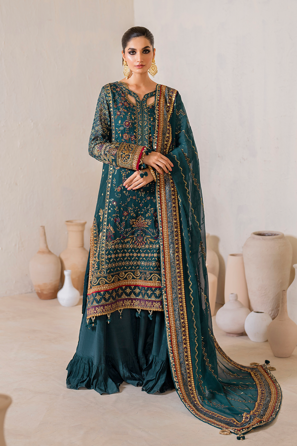 Iznik | Chinnon Chiffon | CC-46 Embroidered Chiffon -  Iznik Formal - Original Designer Dress - House of Maryam