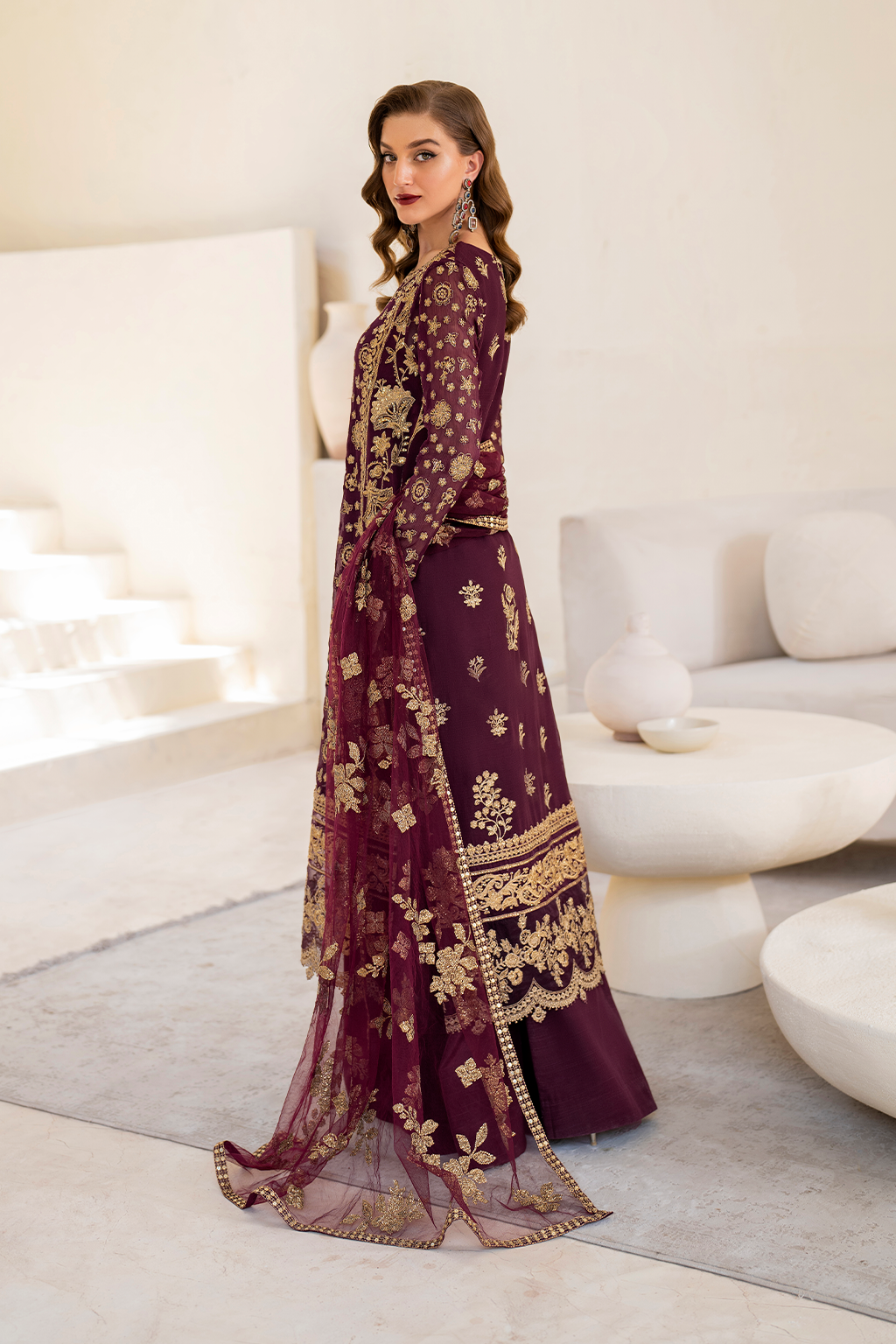 Iznik | Chinnon Chiffon | CC-42 Embroidered Chiffon -  Iznik Formal - Original Designer Dress - House of Maryam