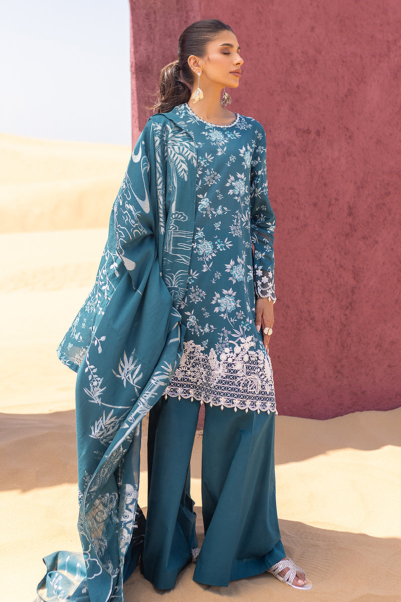 Cross Stitch | Eid Lawn 24 | TEAL SERENITY -  Cross Stitch Luxury - Original Designer Dress - House of Maryam
