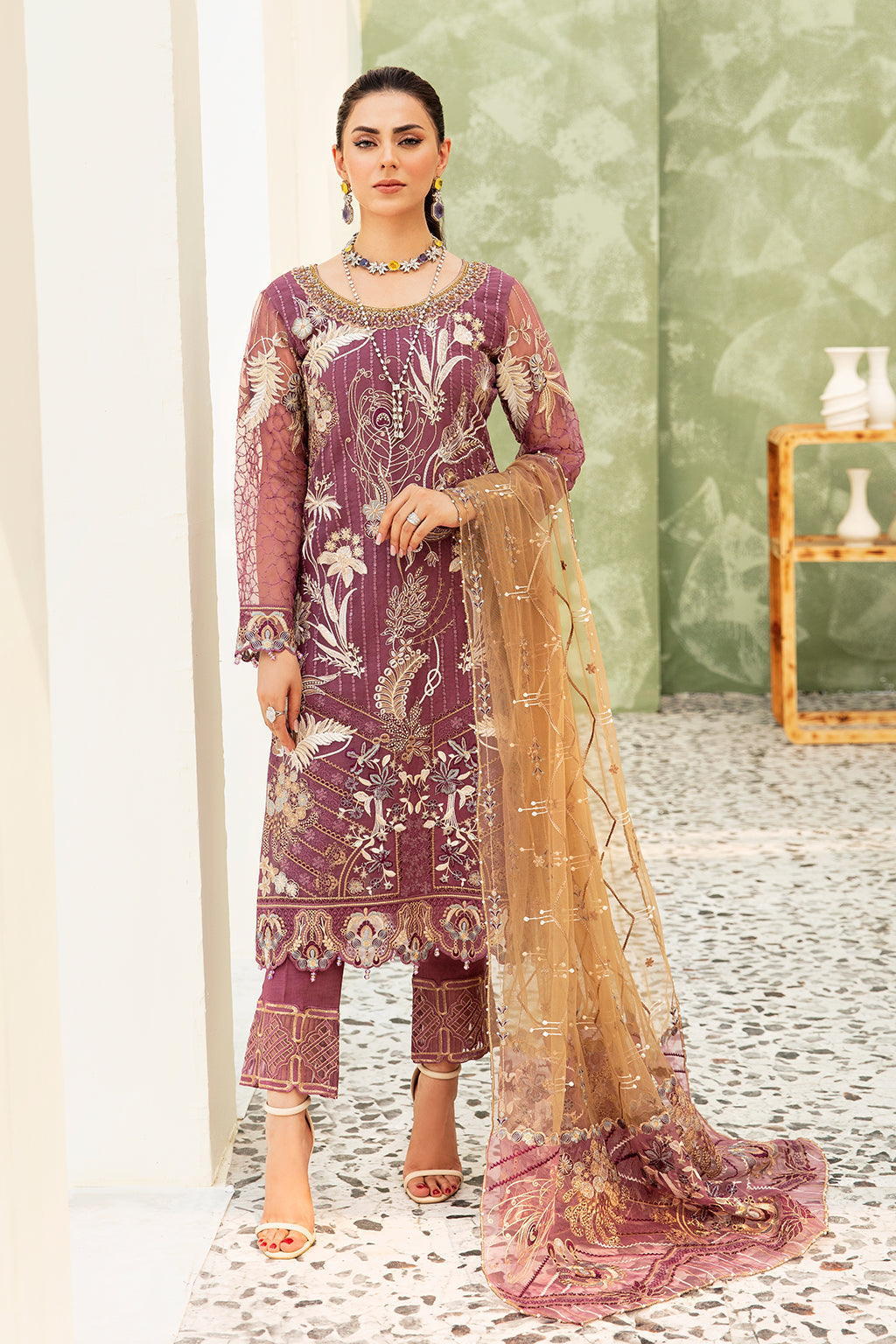 Ramsha | Minhal Organza Collection | M-910 -  Ramsha Formal - Original Designer Dress - House of Maryam