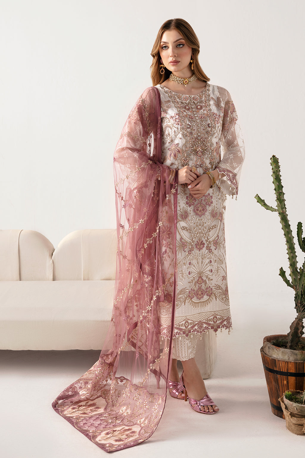 Ramsha | Minhal Organza Collection | M-1102 -  Ramsha Formal - Original Designer Dress - House of Maryam