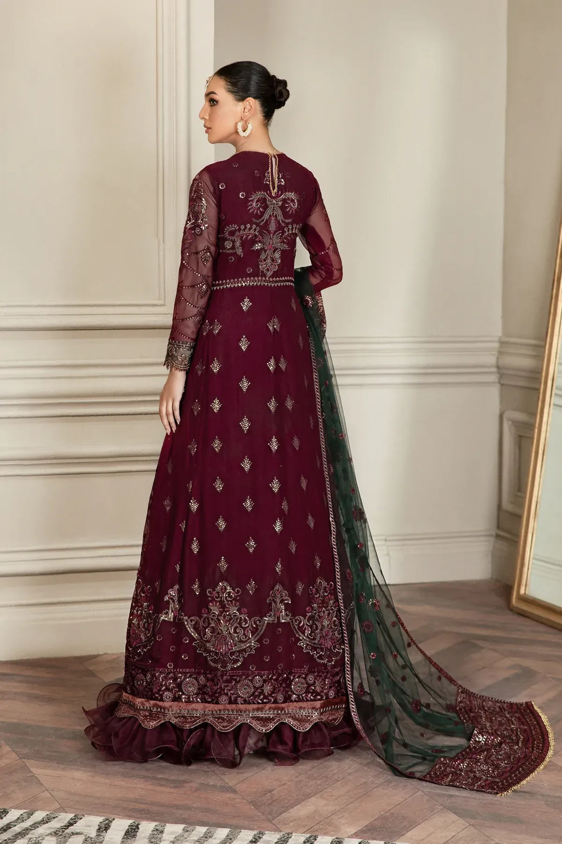 Zarif | Mehroz Formals | Berry Wood -  Zarif Formal - Original Designer Dress - House of Maryam