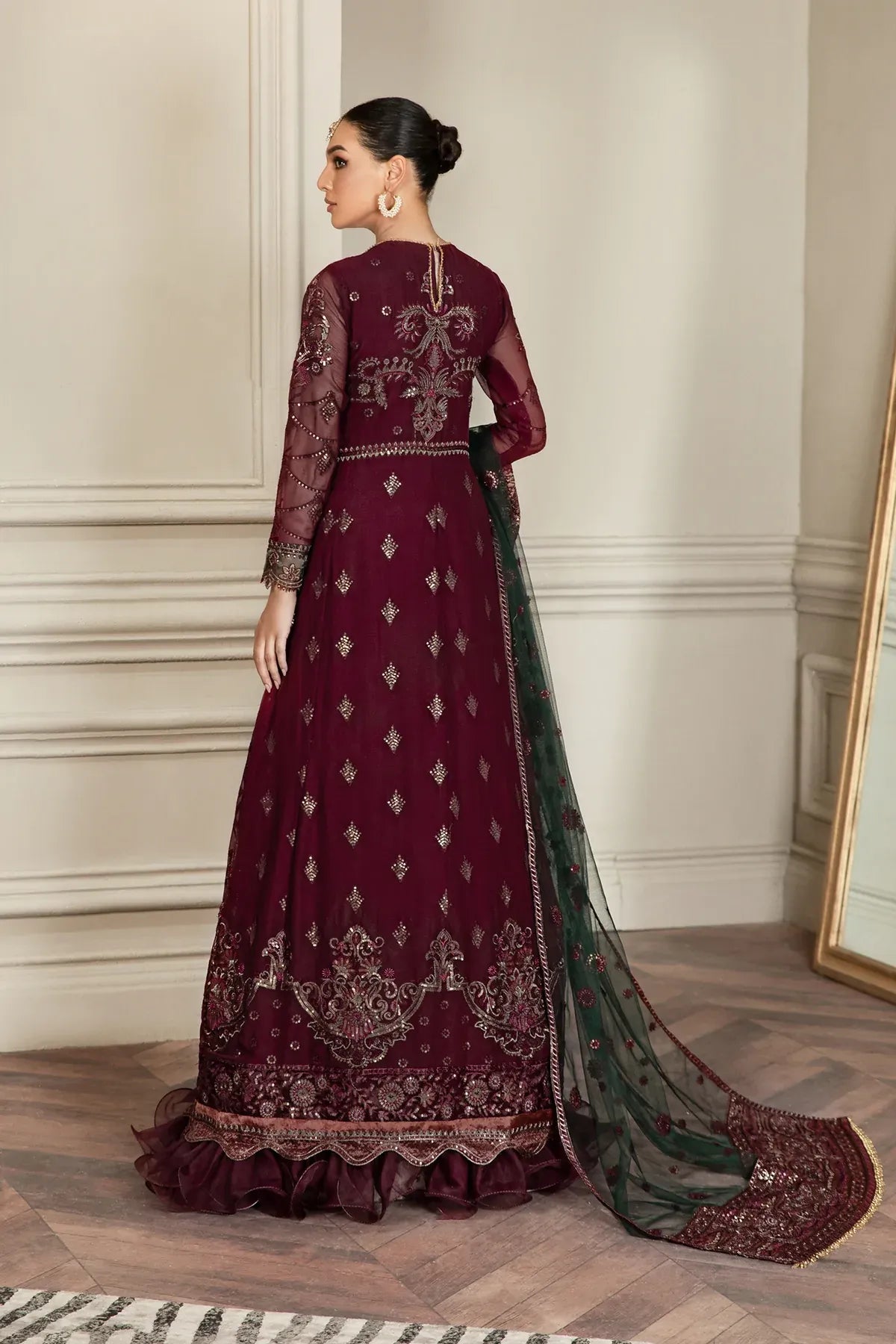 Zarif | Mehroz Formals | Berry Wood -  Zarif Formal - Original Designer Dress - House of Maryam