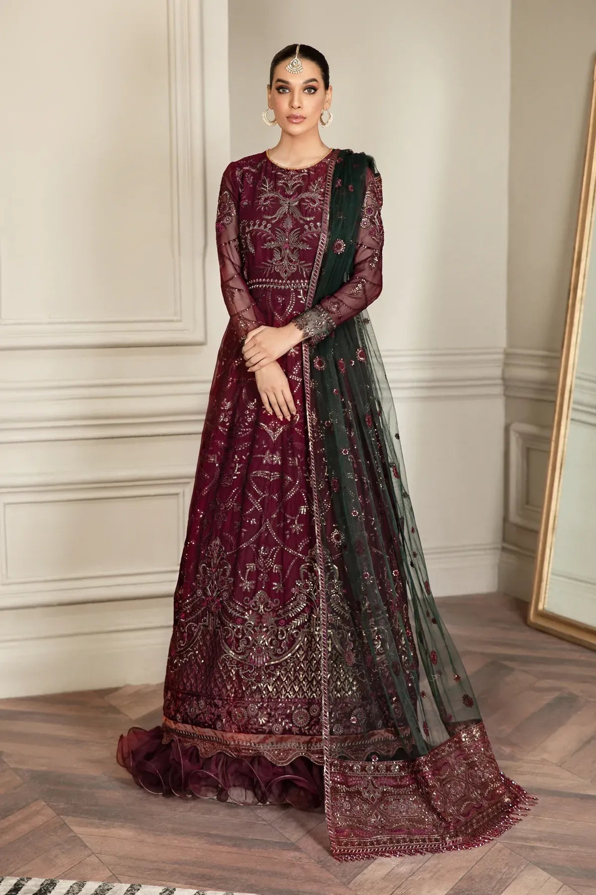 Zarif | Mehroz Formals | Berry Wood -  Zarif Formal - Original Designer Dress - House of Maryam