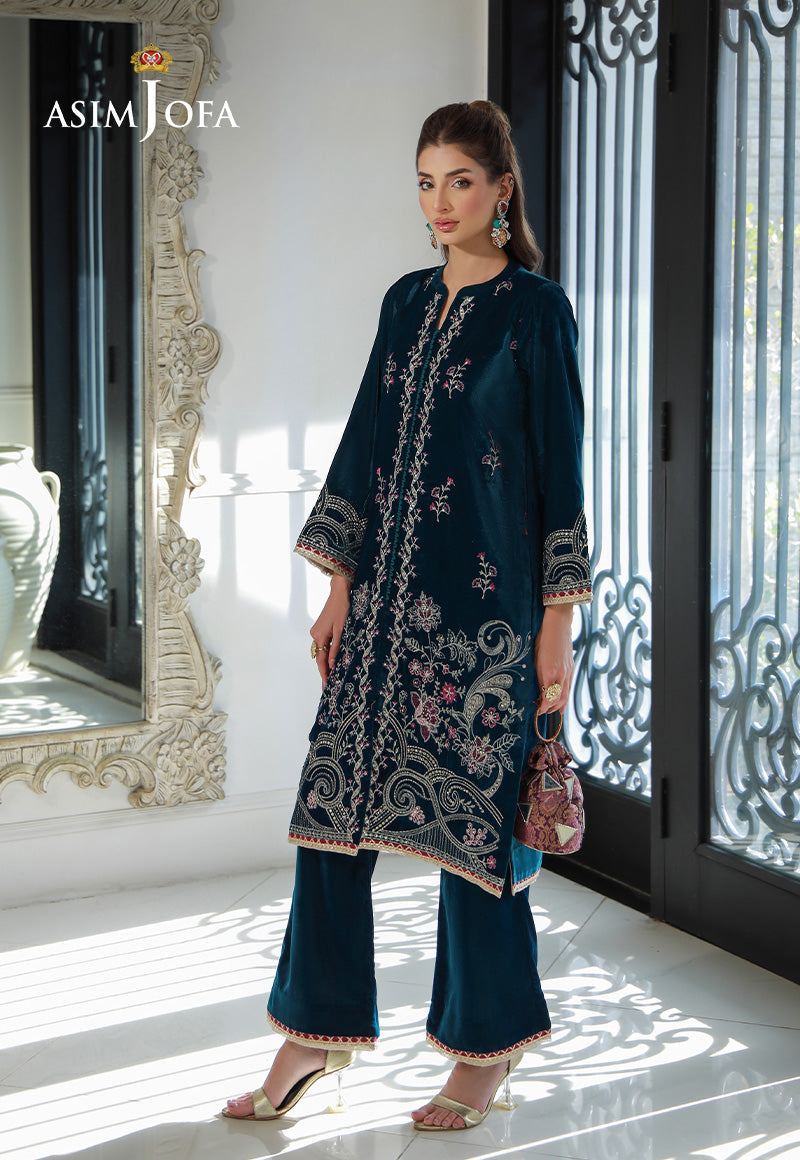 Asim Jofa | Velvet Edit | AJVG-09 -  Hoorain Designer Wear  - Original Designer Dress - House of Maryam