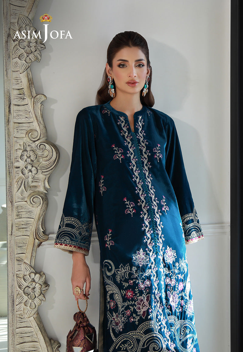 Asim Jofa | Velvet Edit | AJVG-09 -  Hoorain Designer Wear  - Original Designer Dress - House of Maryam