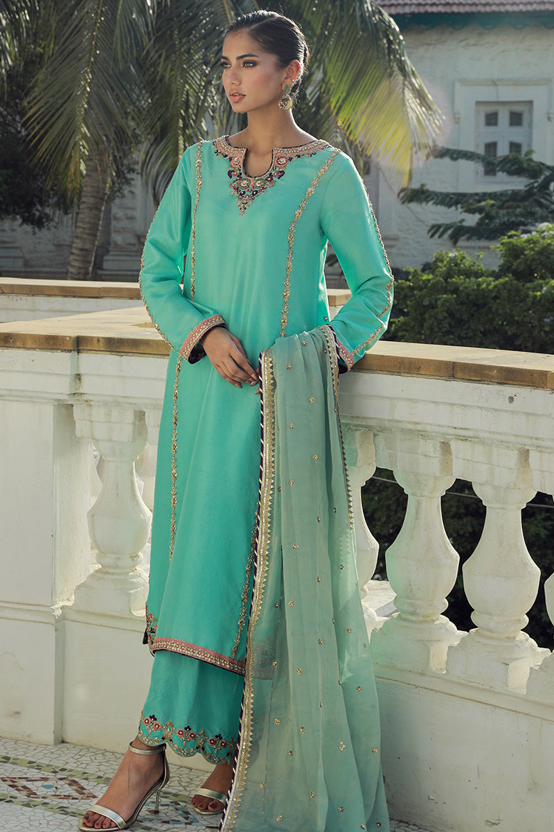 Sana Abbas | Velvet Formals | AQUAMARINE -  Sana Abbas Ladies Clothes - Original Designer Dress - House of Maryam