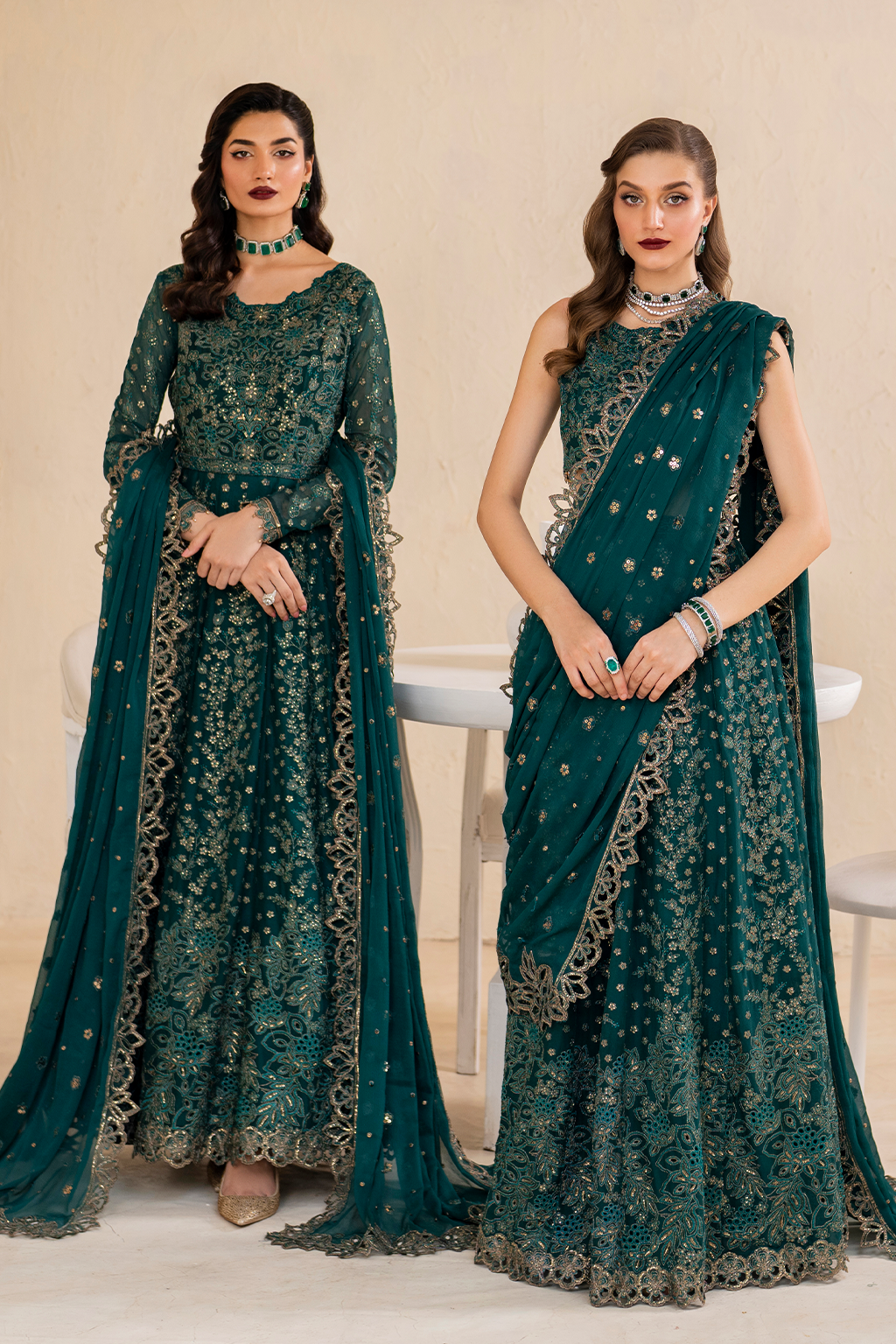 Iznik | Chinnon Chiffon | CC-47 Embroidered Chiffon -  Iznik Formal - Original Designer Dress - House of Maryam