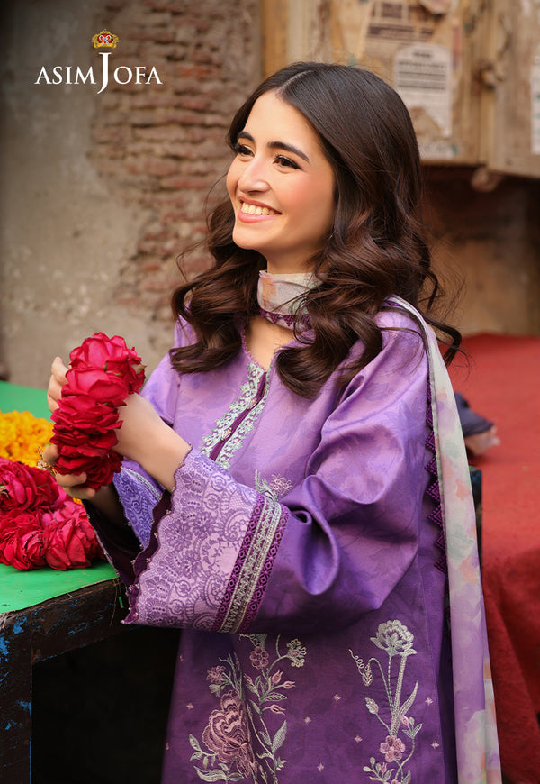 Asim Jofa | Summer Rhapsody | AJUBU-07 Embroidered Lawn -  Asim Jofa Ladies Clothes - Original Designer Dress - House of Maryam