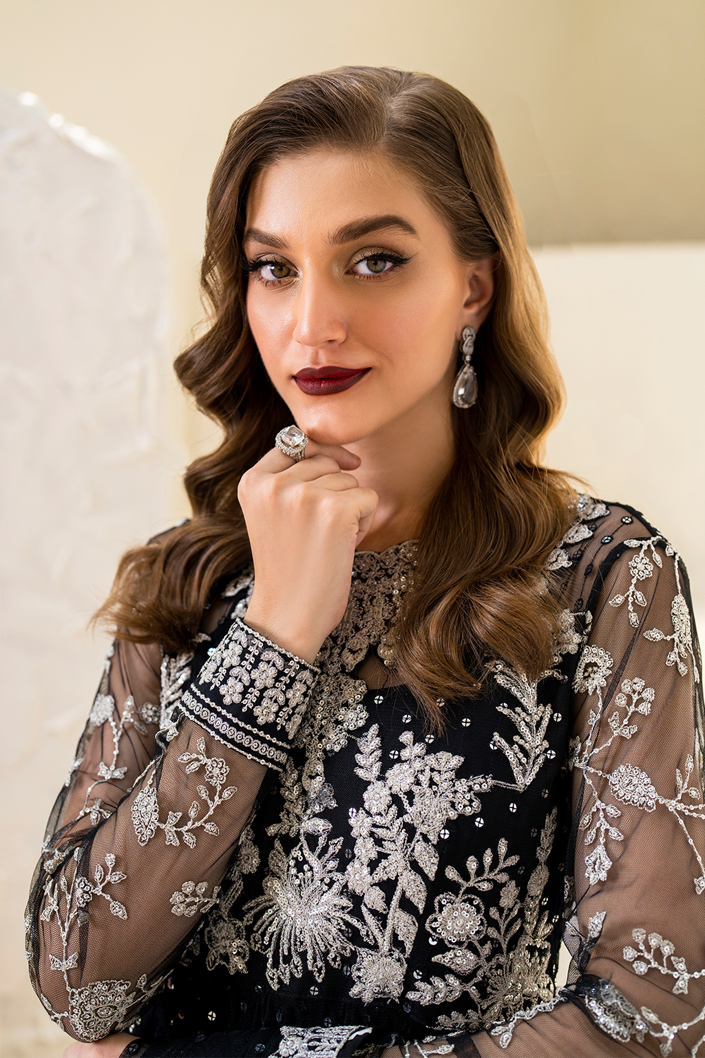 Iznik | Chinnon Chiffon | CC-50 Embroidered Net -  Iznik Formal - Original Designer Dress - House of Maryam