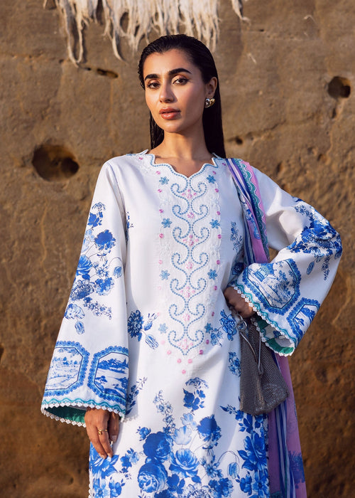 Sadaf Fawad Khan | Siraa Lawn 25 | Blue Pottery -  Sadaf Fawad Khan Ladies Clothes - Original Designer Dress - House of Maryam