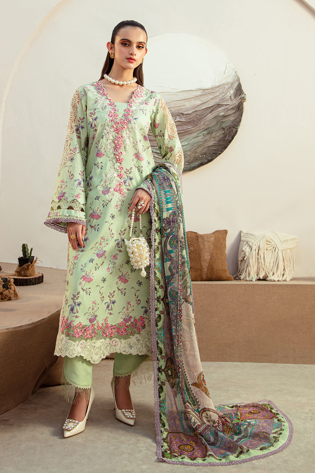 AJR Couture | Alif Affordable Lawn 24 | MINT MAGIC -  AJR Couture Luxury - Original Designer Dress - House of Maryam