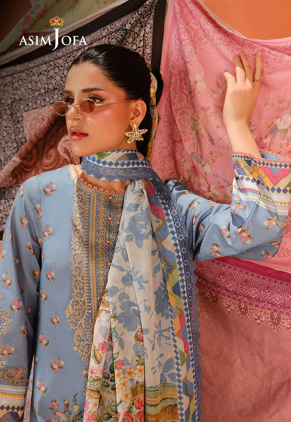 Asim Jofa | Summer Rhapsody |  AJUBU-11 Printed Embroidered Lawn -  Asim Jofa Ladies Clothes - Original Designer Dress - House of Maryam