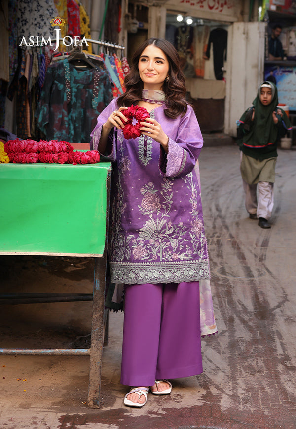 Asim Jofa | Summer Rhapsody | AJUBU-07 Embroidered Lawn -  Asim Jofa Ladies Clothes - Original Designer Dress - House of Maryam