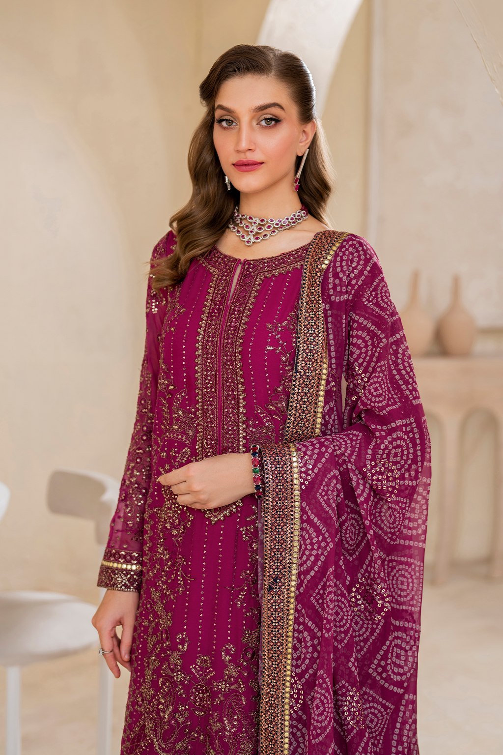 Iznik | Chinnon Chiffon | CC-45 Embroidered Chiffon -  Iznik Formal - Original Designer Dress - House of Maryam