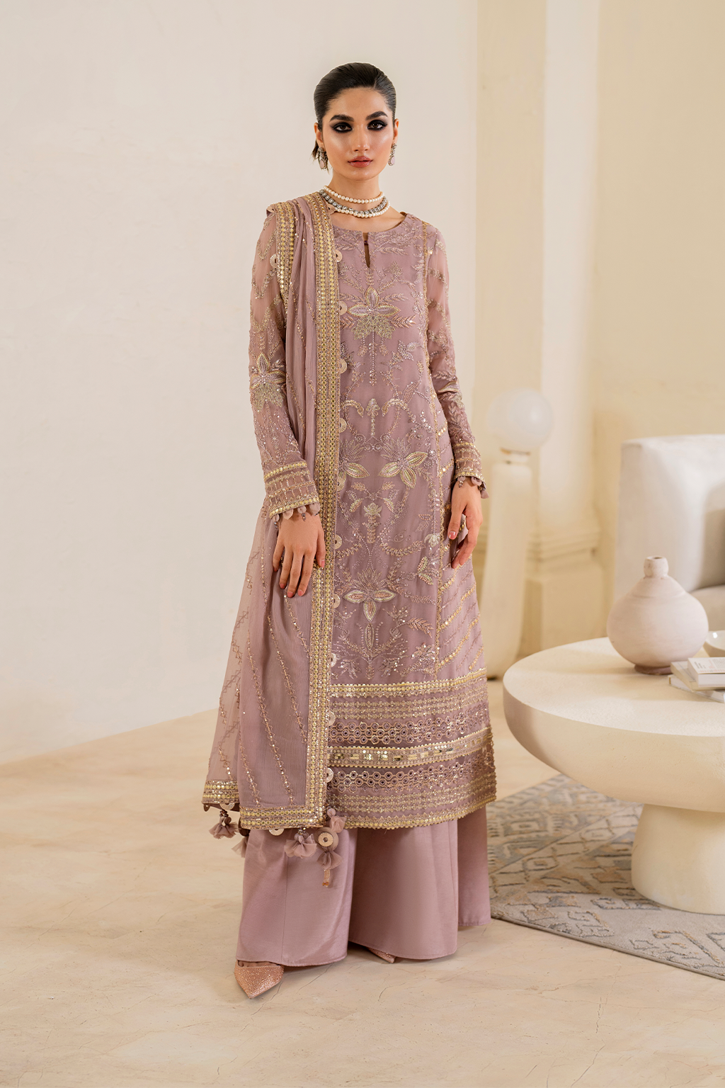 Iznik | Chinnon Chiffon | CC-48 Embroidered Chiffon -  Iznik Formal - Original Designer Dress - House of Maryam
