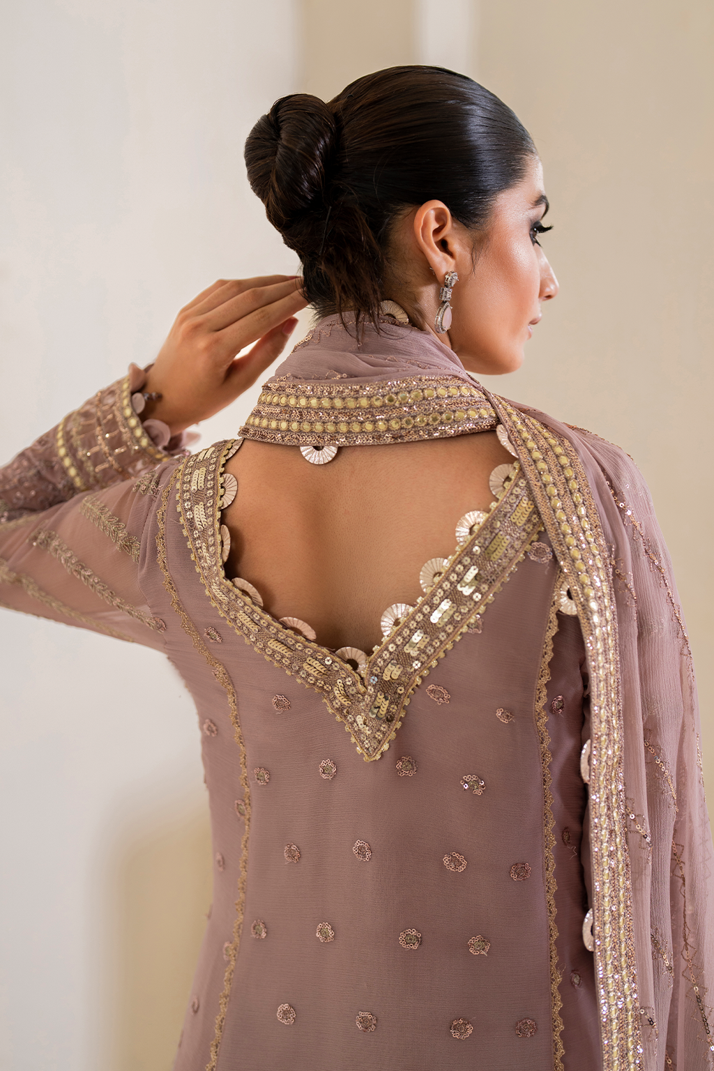 Iznik | Chinnon Chiffon | CC-48 Embroidered Chiffon -  Iznik Formal - Original Designer Dress - House of Maryam