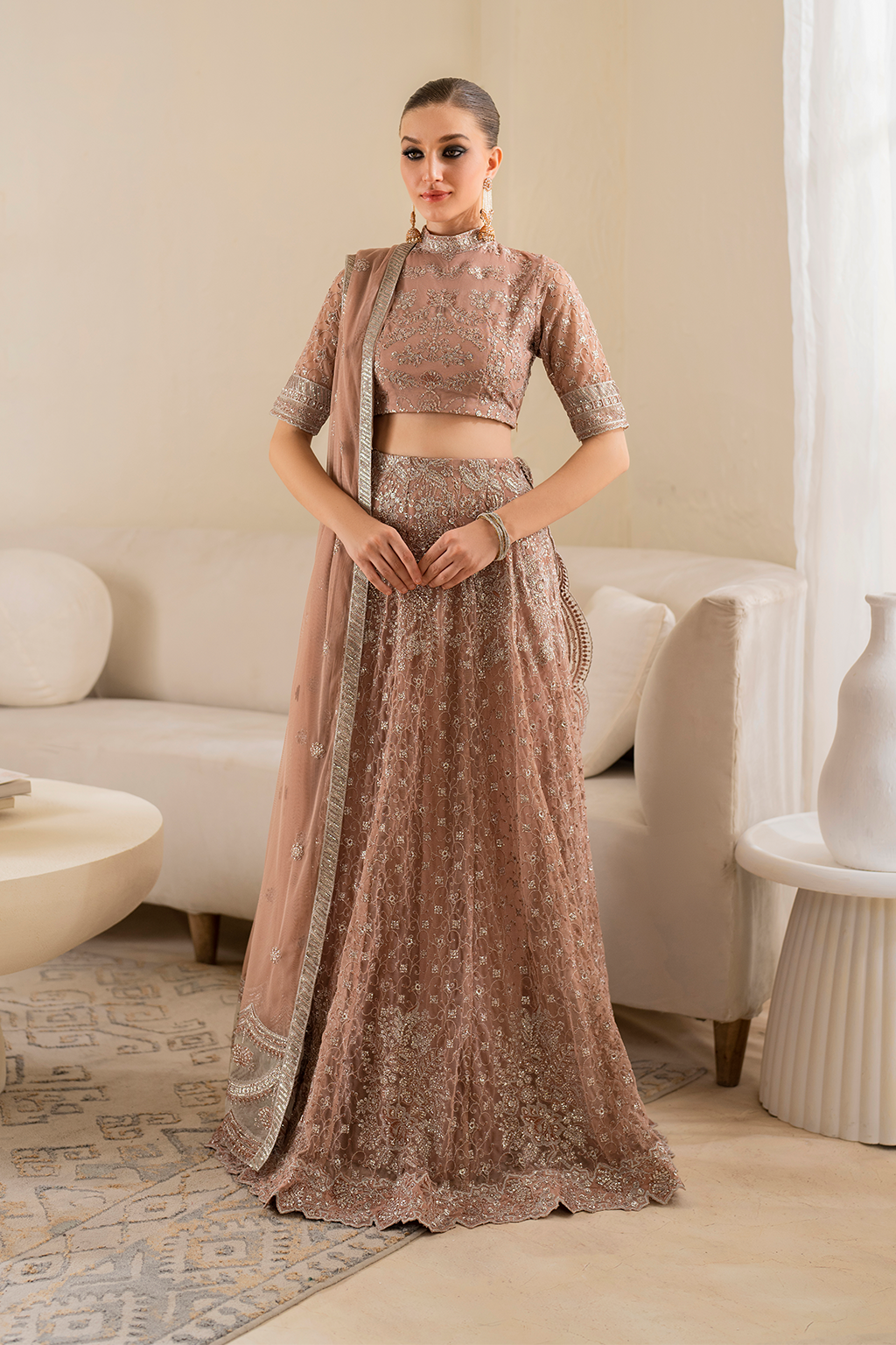 Iznik | Chinnon Chiffon | CC-43 Embroidered Net -  Iznik Formal - Original Designer Dress - House of Maryam