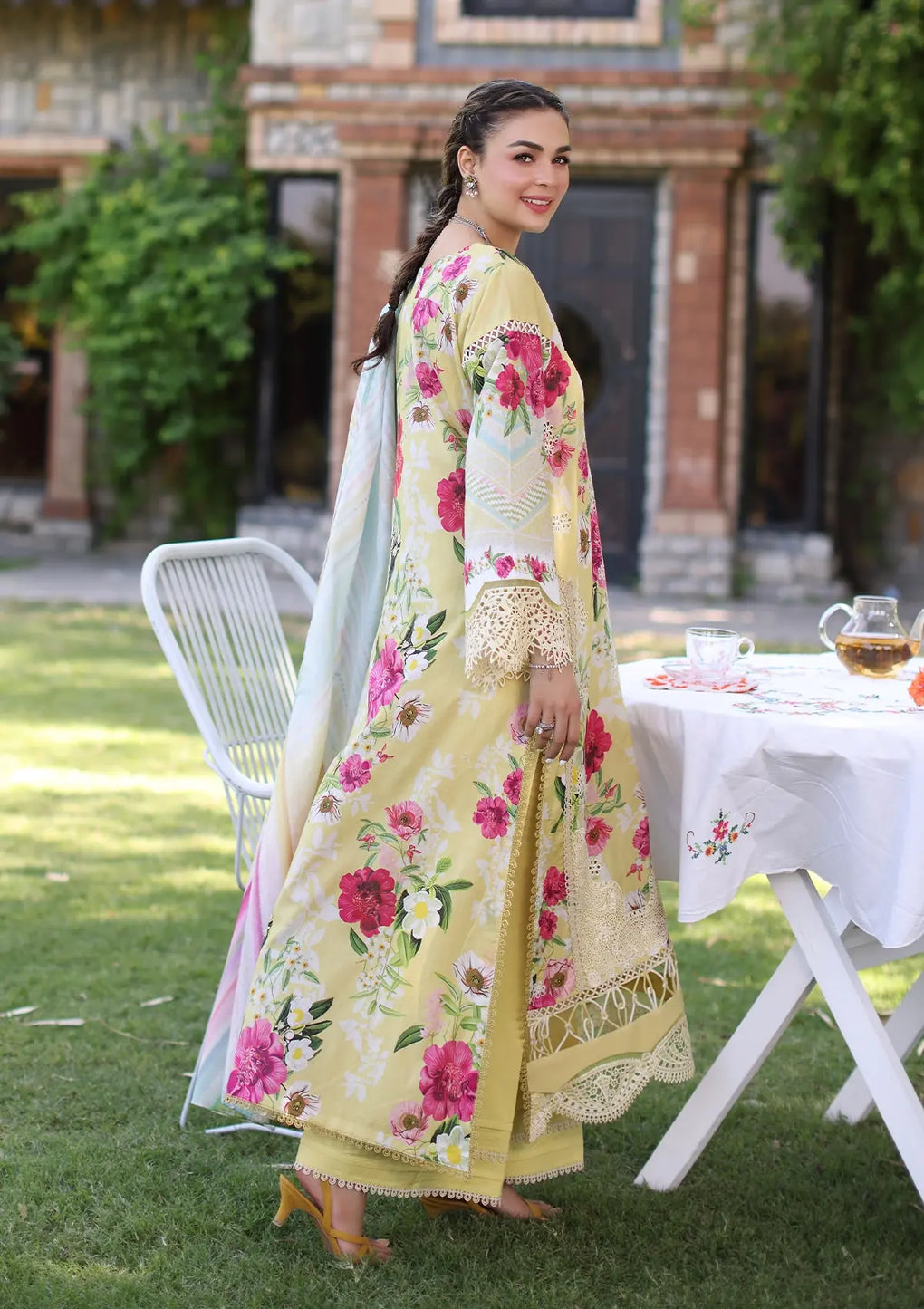 Elaf Premium | Prints Chikankari 24 | 06A SUNSHINE BOUQUET -  Elaf Premium Luxury - Original Designer Dress - House of Maryam