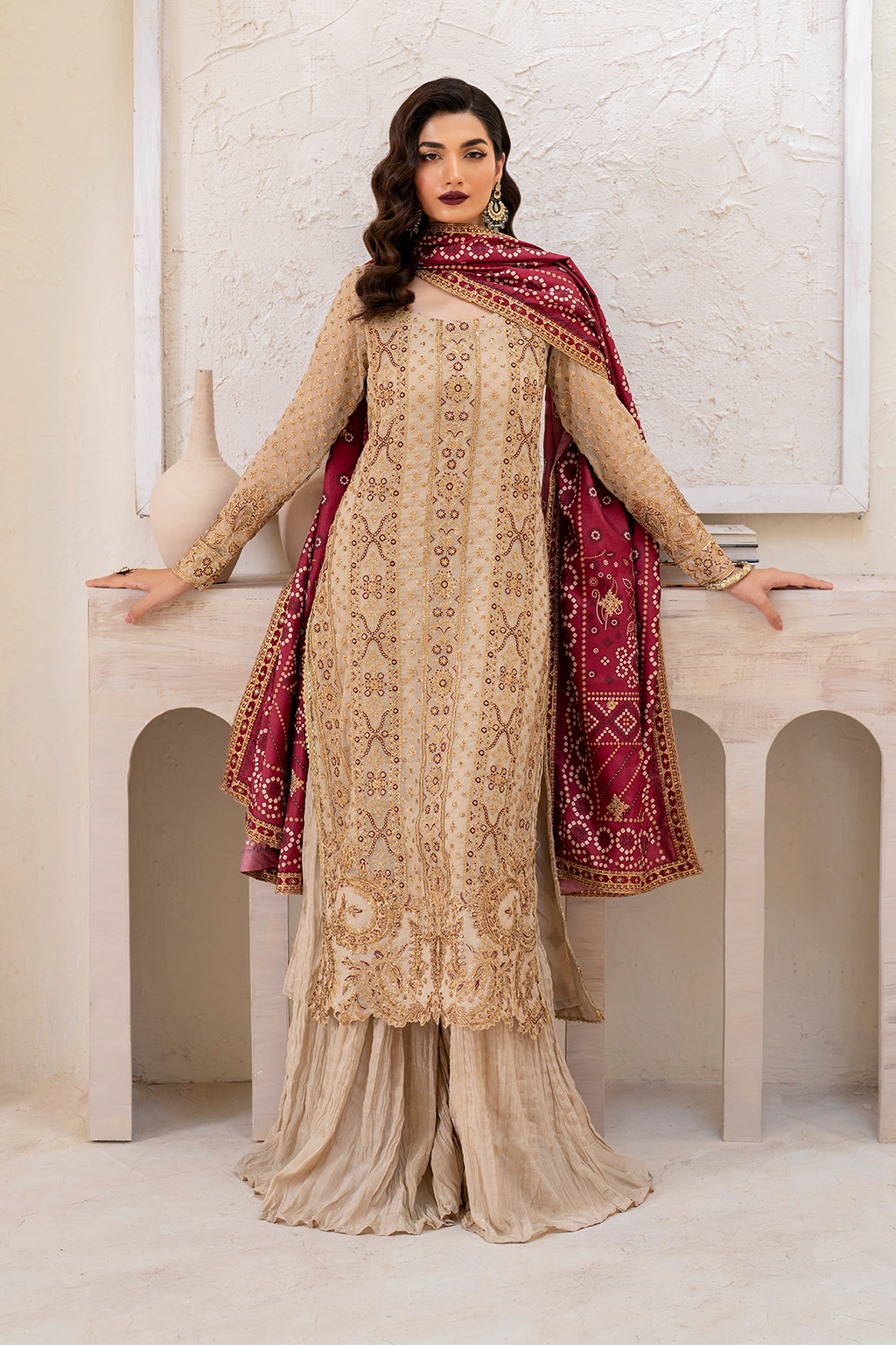 Iznik | Chinnon Chiffon | CC-44 Embroidered Chiffon -  Iznik Formal - Original Designer Dress - House of Maryam