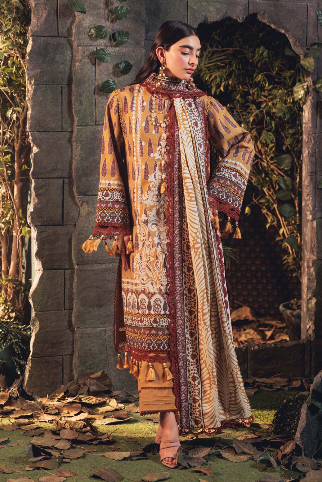 Bonanza Satrangi | Antique Luxe 3 Pc (7W24P3P205) -  Bonanza Satrangi Unstitched - Original Designer Dress - House of Maryam