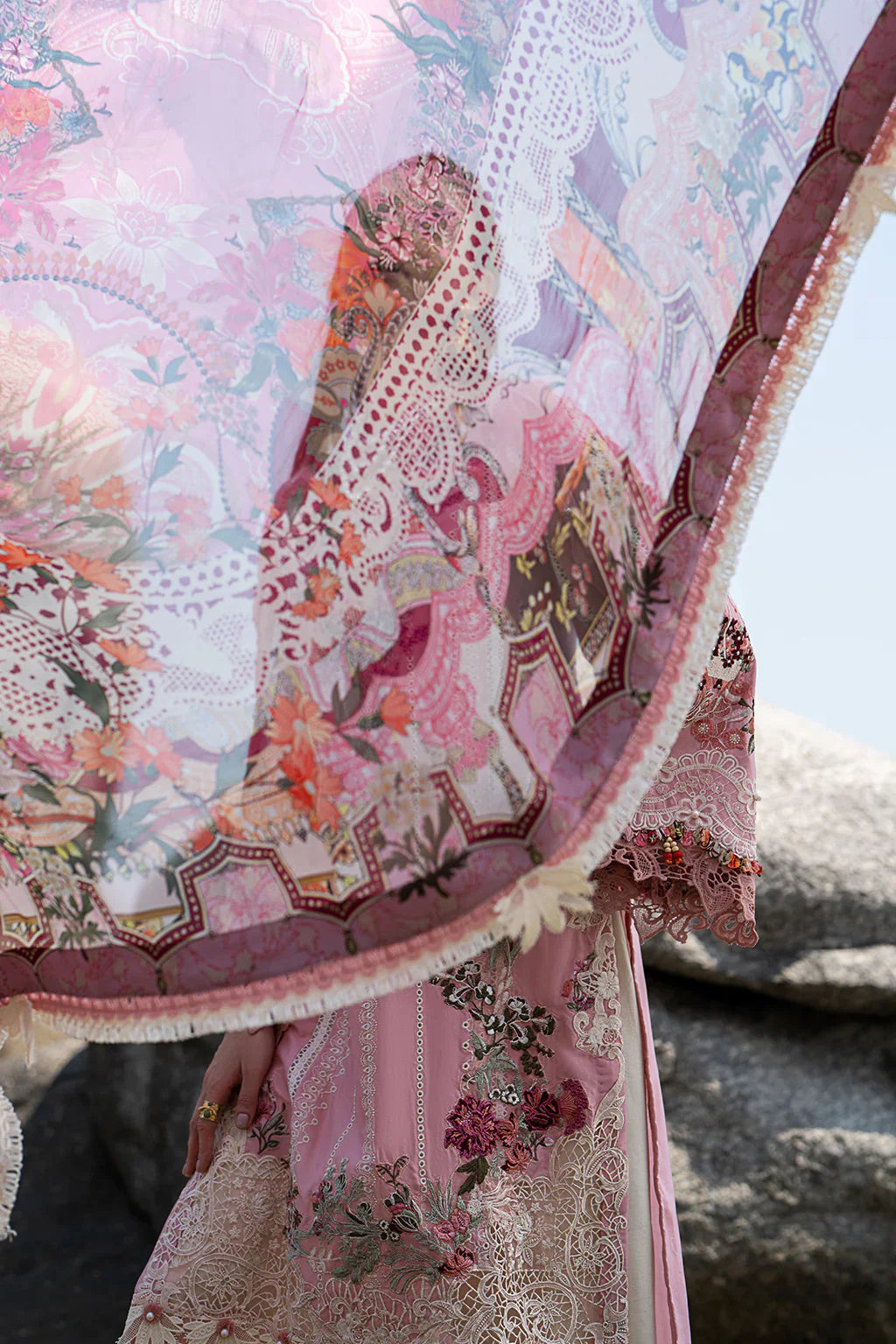 AJR Couture | Alif Signature Luxury Lawn 24 | Rosy -  AJR Couture Luxury - Original Designer Dress - House of Maryam