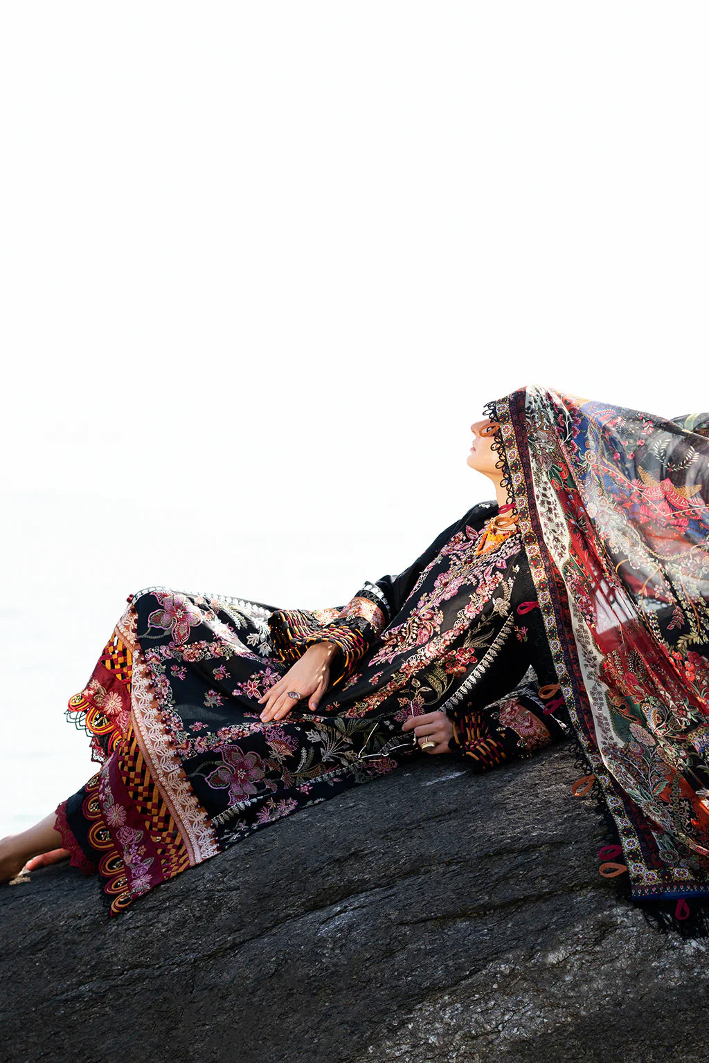 AJR Couture | Alif Signature Luxury Lawn 24 | Noir -  AJR Couture Luxury - Original Designer Dress - House of Maryam