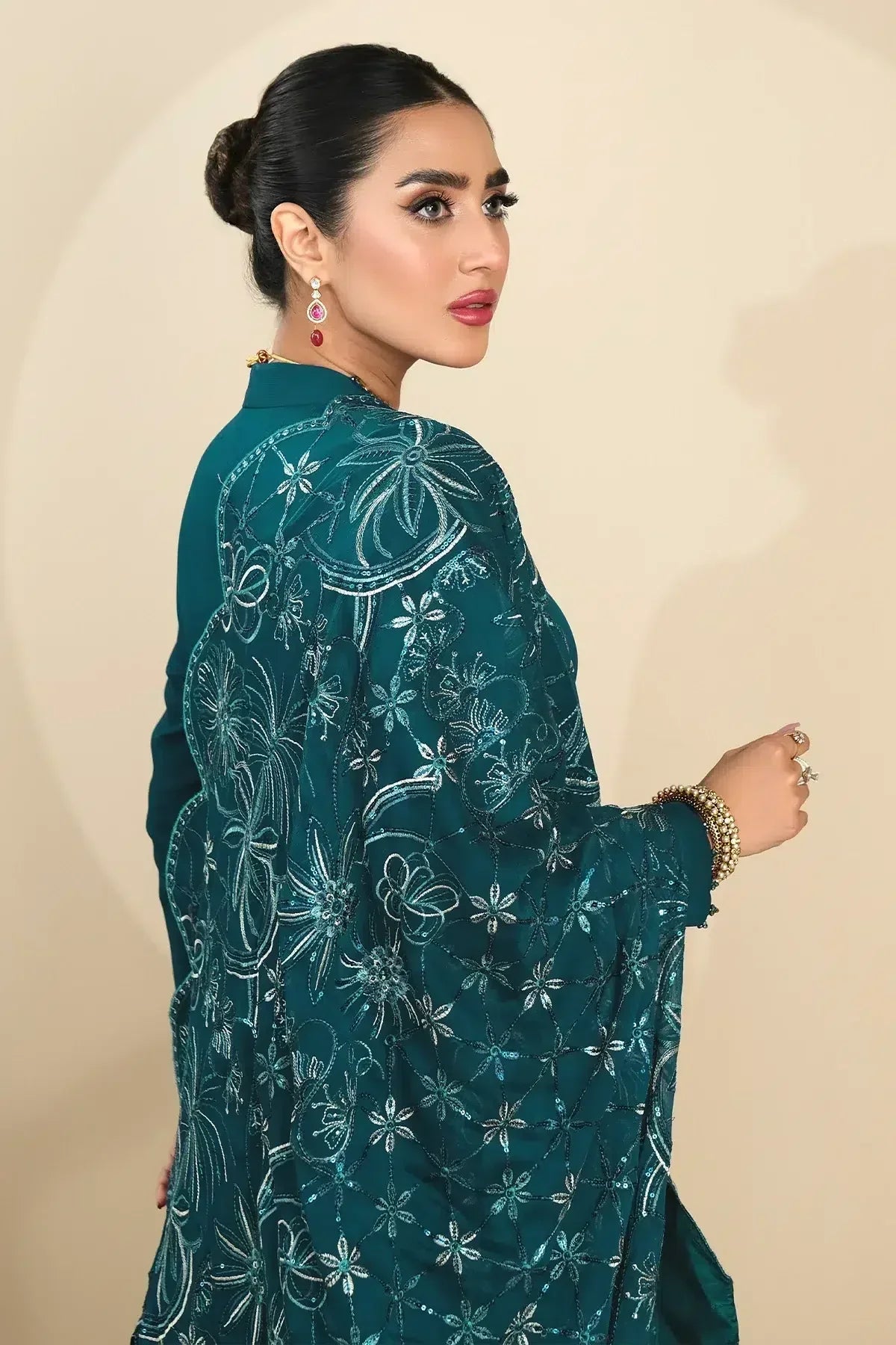 Alizeh | Formals Collection | Sea Green Peplum 3 piece - RTW1015 -  Alizeh Formal - Original Designer Dress - House of Maryam