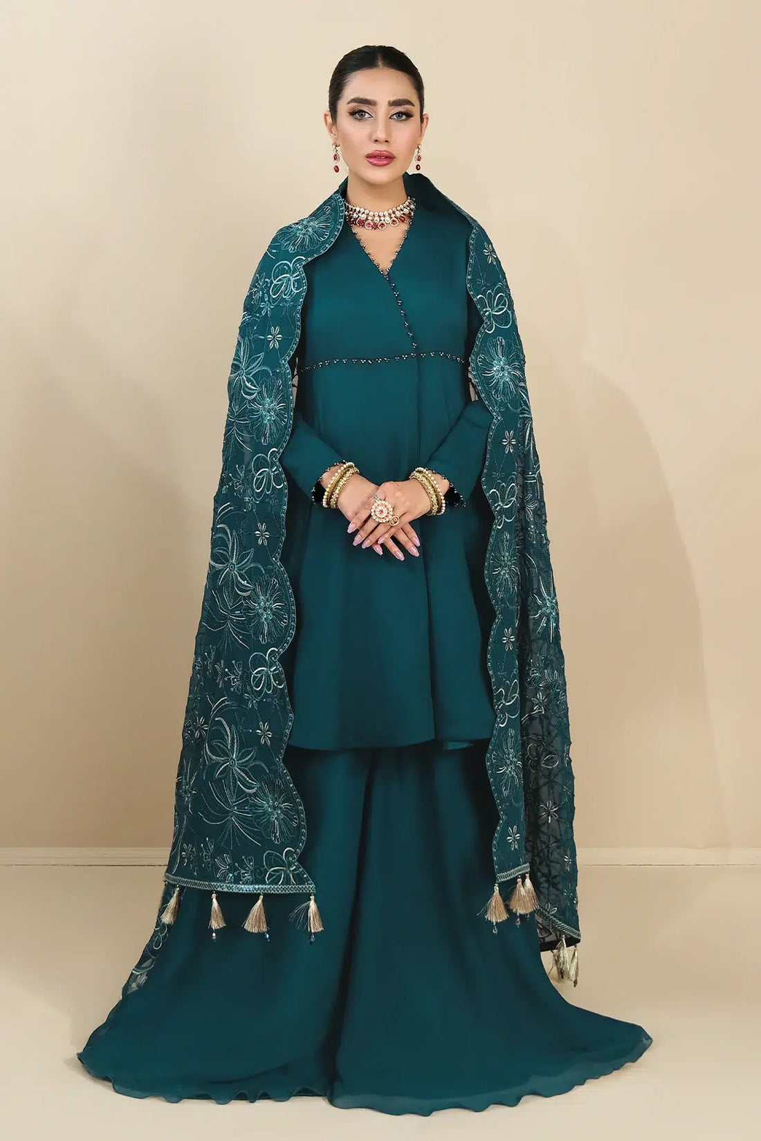 Alizeh | Formals Collection | Sea Green Peplum 3 piece - RTW1015 -  Alizeh Formal - Original Designer Dress - House of Maryam