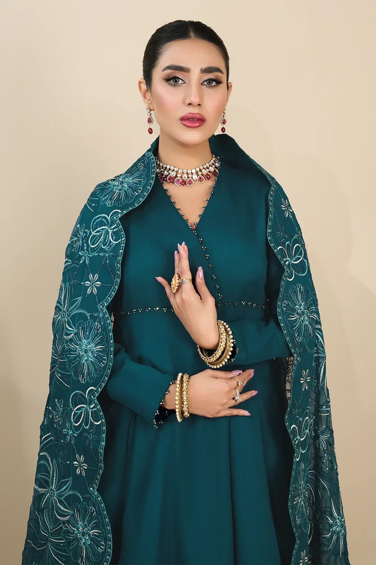 Alizeh | Formals Collection | Sea Green Peplum 3 piece - RTW1015 -  Alizeh Formal - Original Designer Dress - House of Maryam
