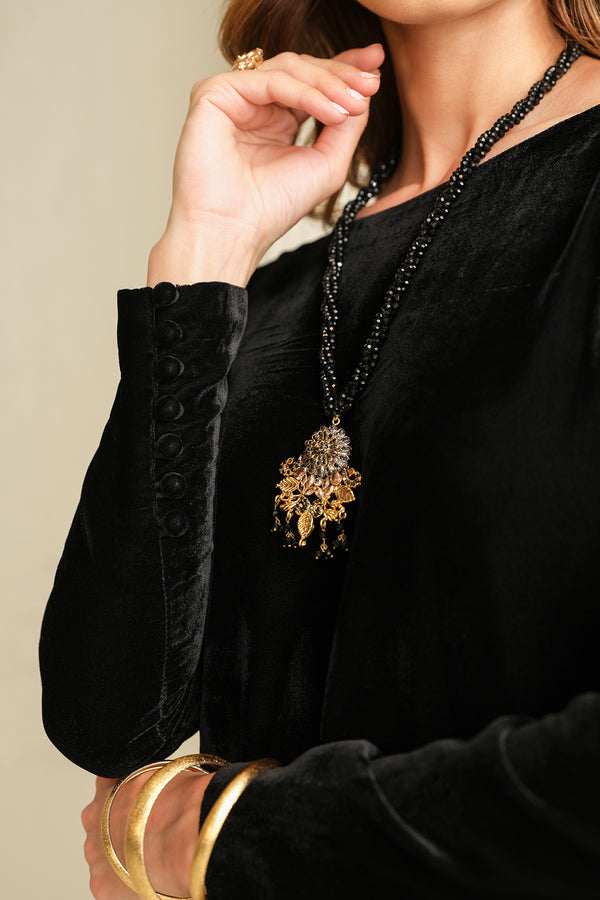 Baroque | Luxury Pret 24 | VELVET SUIT PR-1010 -  Baroque Ladies Clothes - Original Designer Dress - House of Maryam