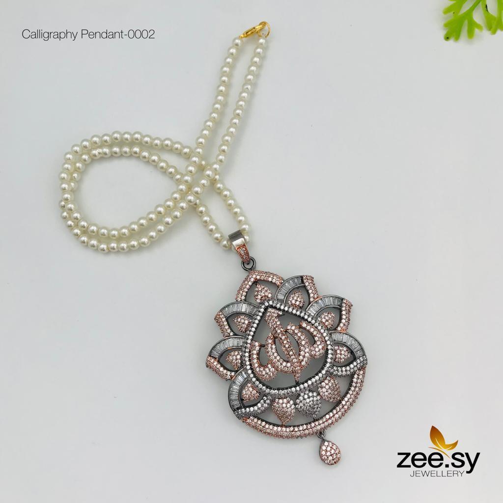 Calligraphy Locket-0002 -  Zeesy Calligraphy Pendant - Original Designer Dress - House of Maryam