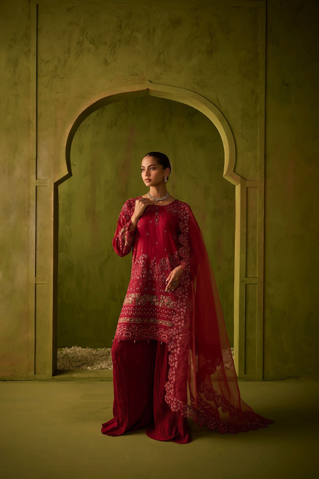 Dhanak | Festive Formals | SS24DU-3200 DARK-PINK 3Pcs -  Dhanak Formal - Original Designer Dress - House of Maryam